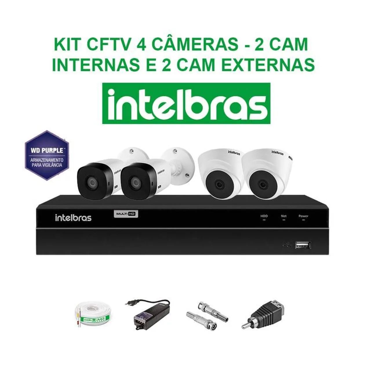 Kit 4 câmeras Intelbras indtalado