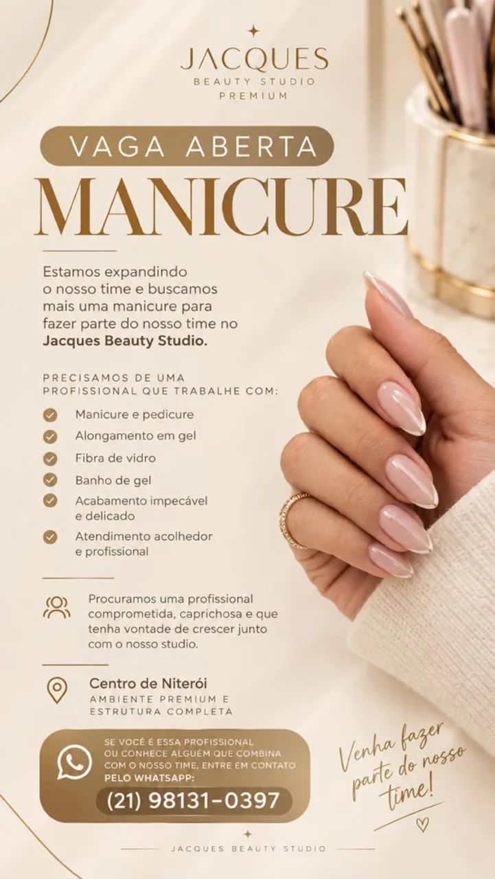 Vaga manicure/ nail designer 
