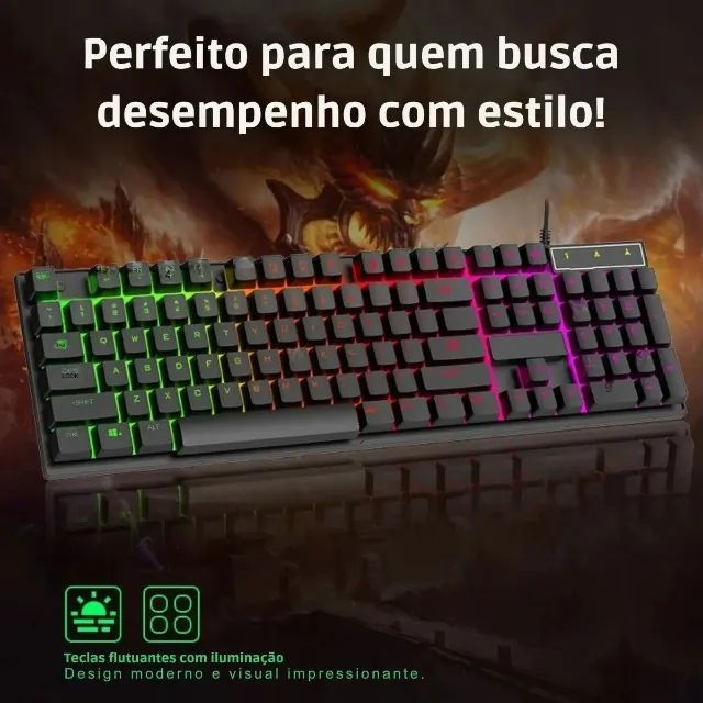 Teclado Gamer Semi Mecânico RGB