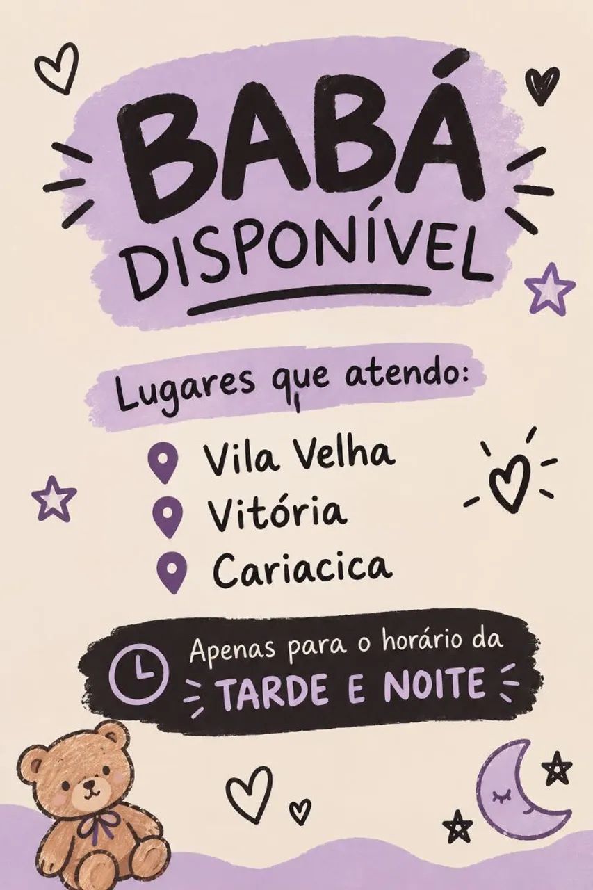 Babá diária disponível!