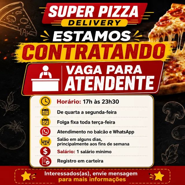 Atendente para Pizzaria
