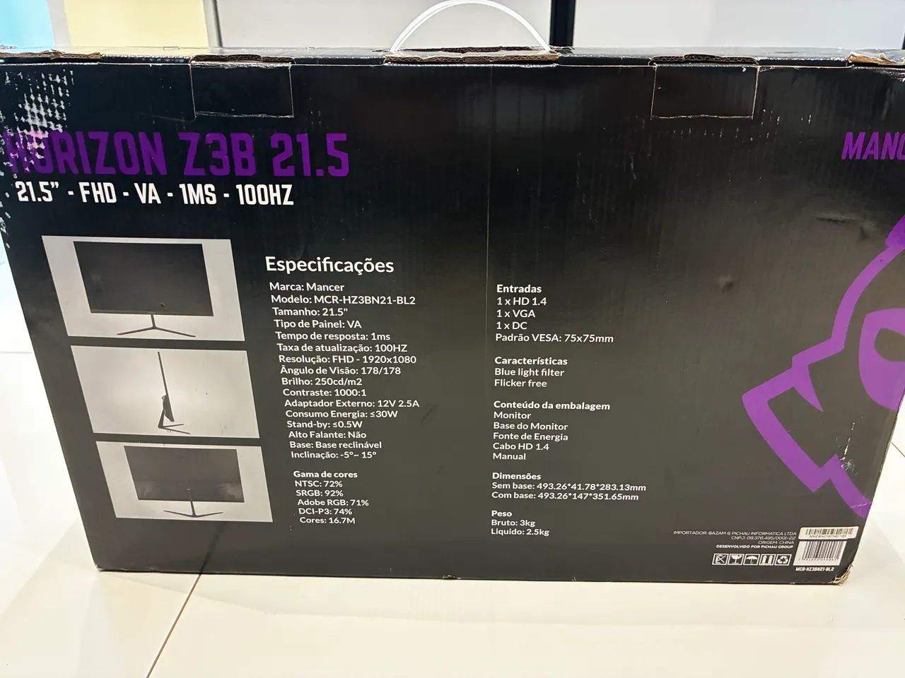 MONITOR GAMER MANCER 100 HZ 22 POLEGADAS NOVO - Foto 3