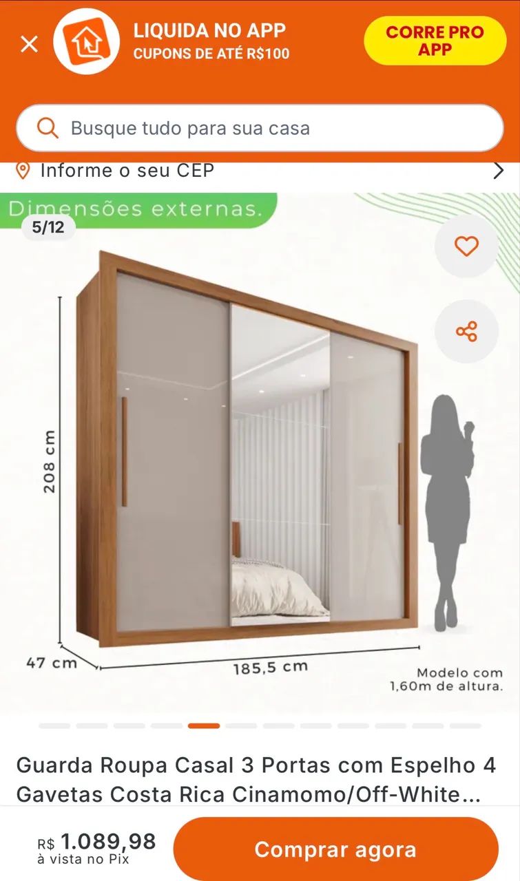 Guarda roupa em ótimo estado  - Foto 4