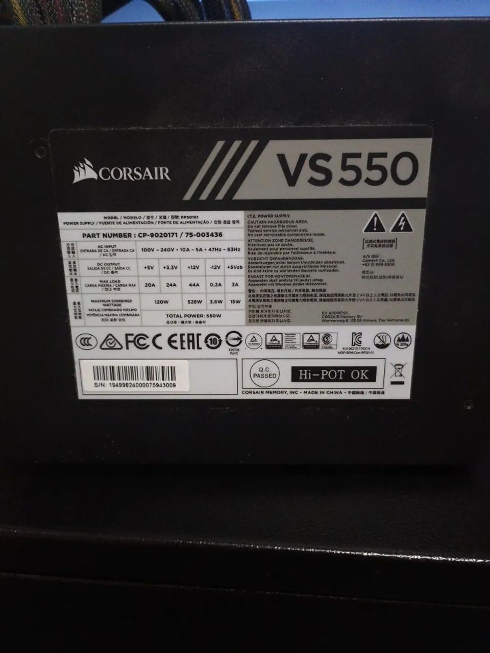 Fonte de alimentação Corsair VS 550 - Foto 2