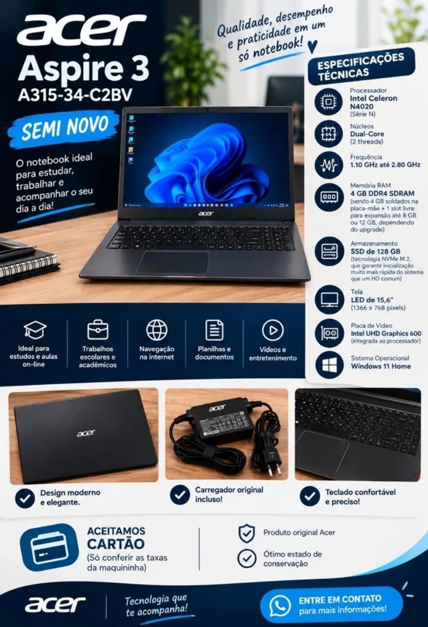 Notebook semi novo