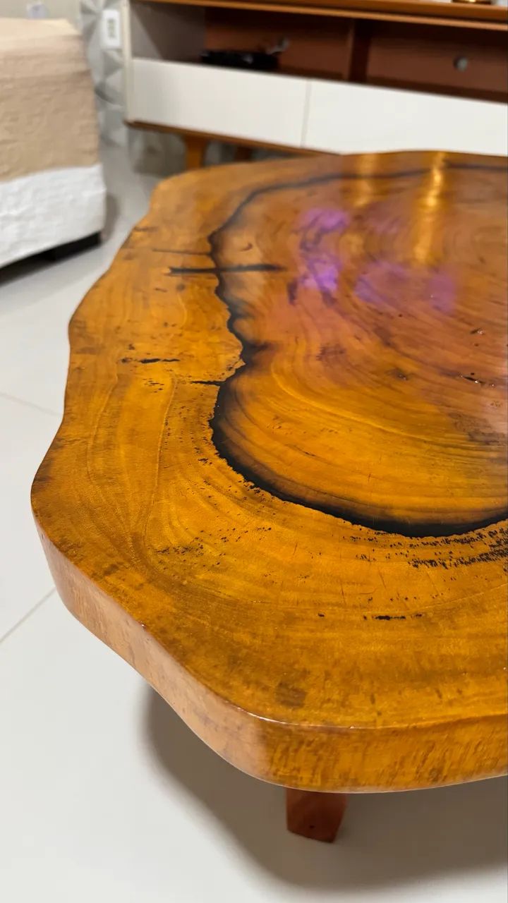 Mesa De Centro Orgânica - Madeira Maciça  - Foto 2