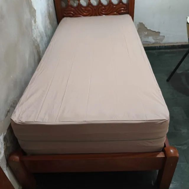 cama solteiro + colchao castor d45 com duplo pilow + roupa cama hotelaria - Foto 3