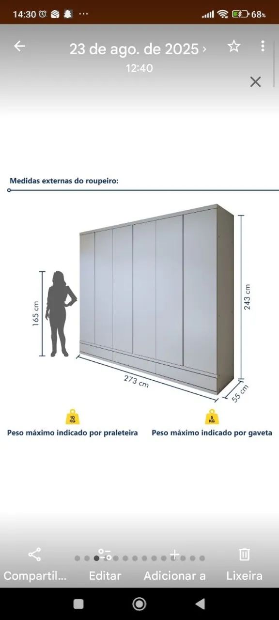 Guarda roupa 2,73larx 2,40al - Foto 5