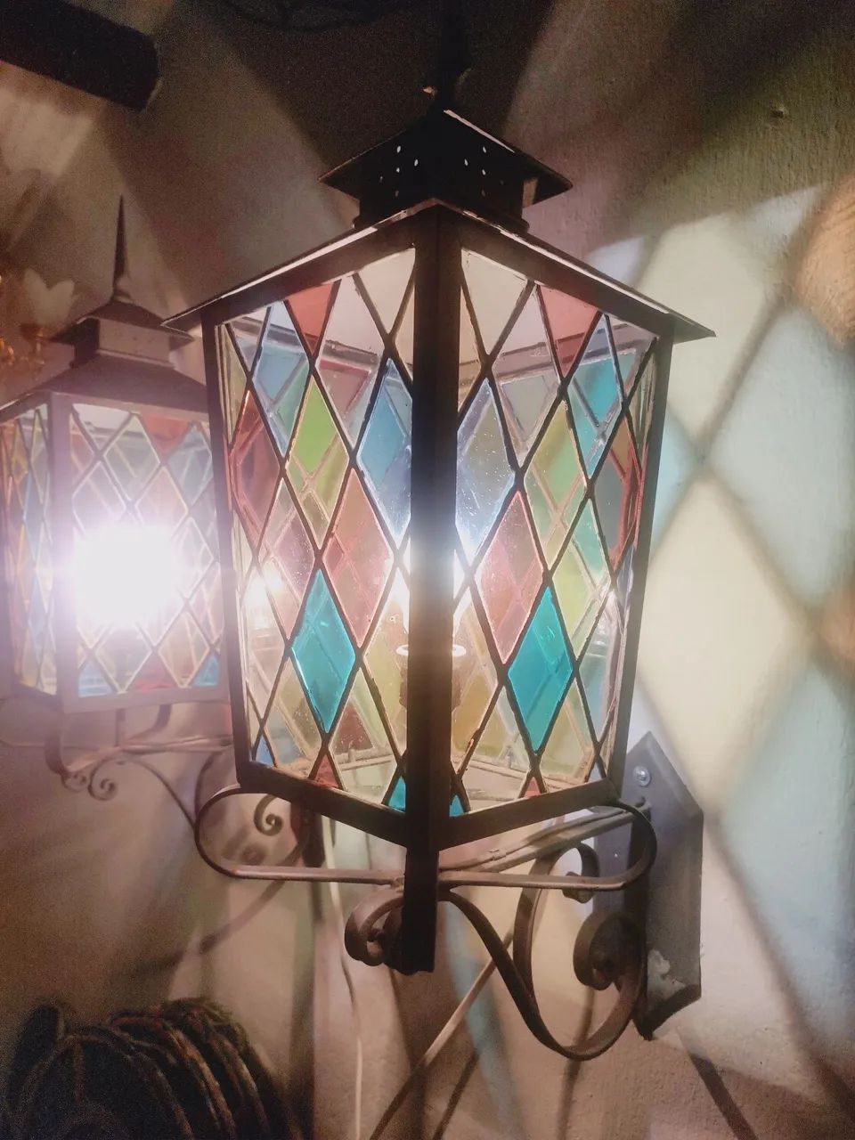 Arandelas com vitral da década de 70 - Foto 5