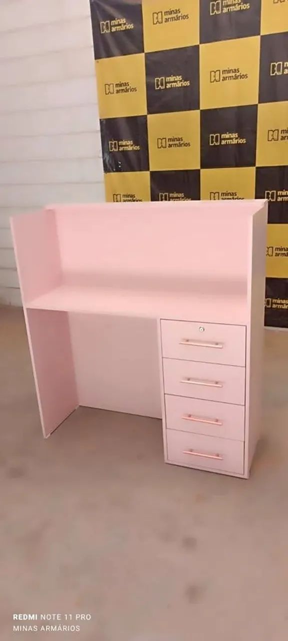 Balcão ripado Rosa  - Enviamos montado 
