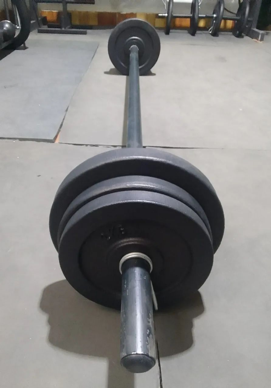 Barra Biceps 1,20cm + 20kg Ferro - Foto 3
