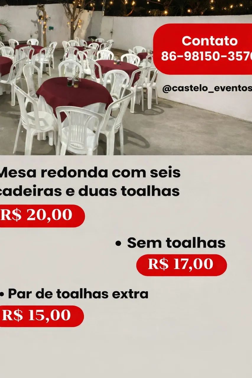 Mesas e cadeiras para aluguel  - Foto 3