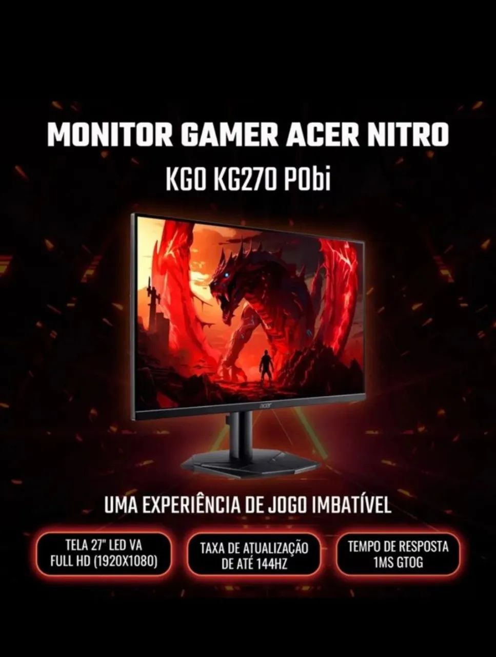 Monitor Gamer Acer Novo de 27 polegadas!  - Foto 4