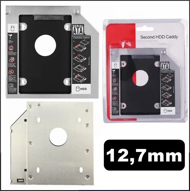 Adaptador Case Caddy 2º Hd Ssd/dvd P/notebook 12mm 12,7mm