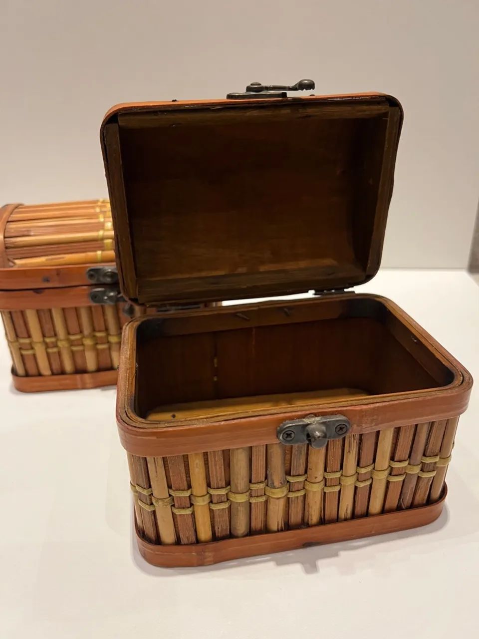 Conjunto mini baús em bambu e madeira - Foto 4