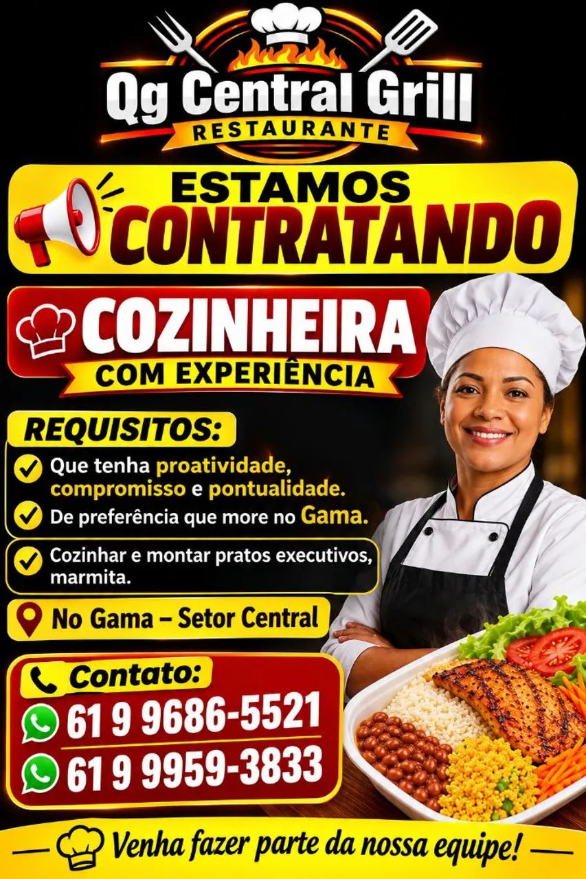 Estamos contratando cozinheiro(a) com experiência