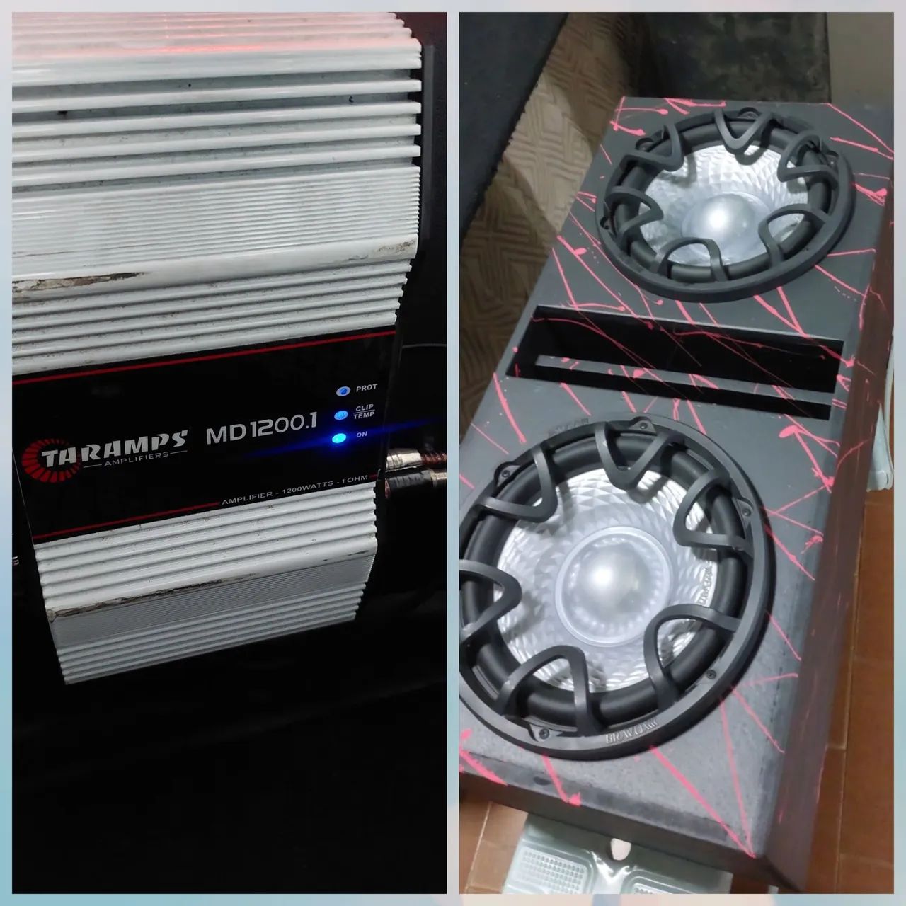 Caixa 2 subs+ Modulo Taramps MD 1200