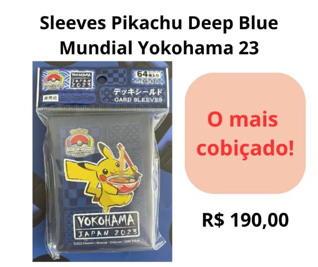 Pokémon - Sleeves protetores de cards Pikachu Lamen EXCLUSIVO do mundial de Yokohama 