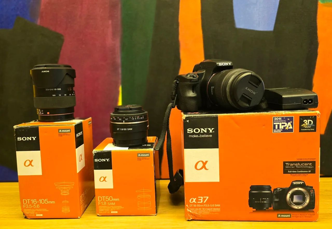 KIT CAMERA SONY ALPHA A37 COM 3 LENTES