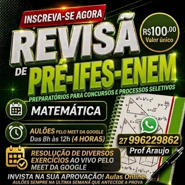 MATEMÁTICA PRÉ-IFES  PRÉ-ENEM  ENSINO FUNDAMENTAL E MÉDIO E CONCURSOS