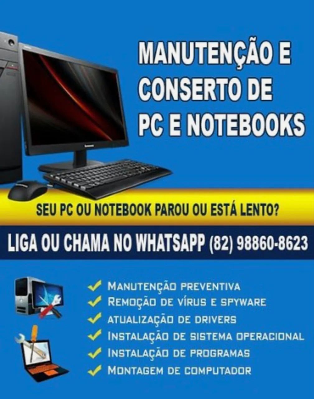 MANUTENÇÃO E CONSERTO DE PC E NOTEBOOKS