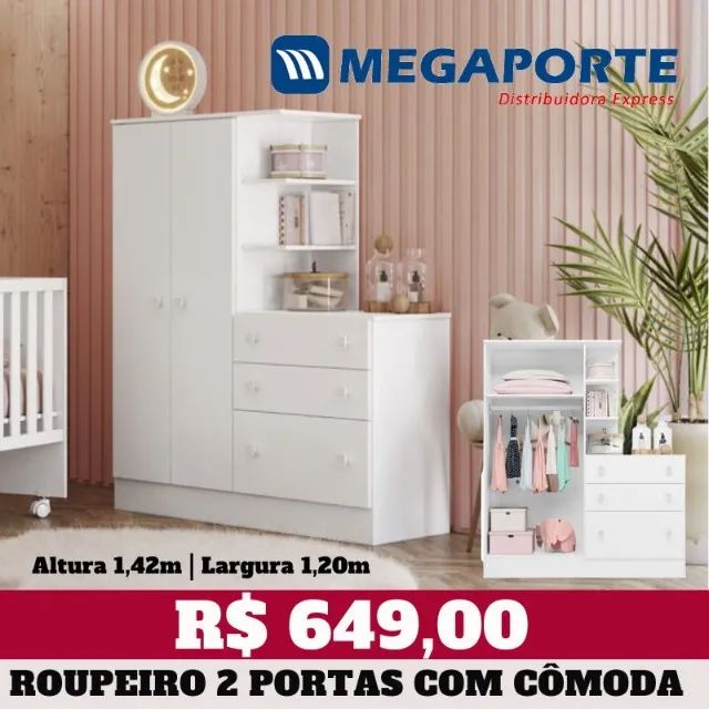 Guarda Roupa Infantil com Cômoda 3 Gavetas (Novo) Entrega Grátis!  - Foto 2