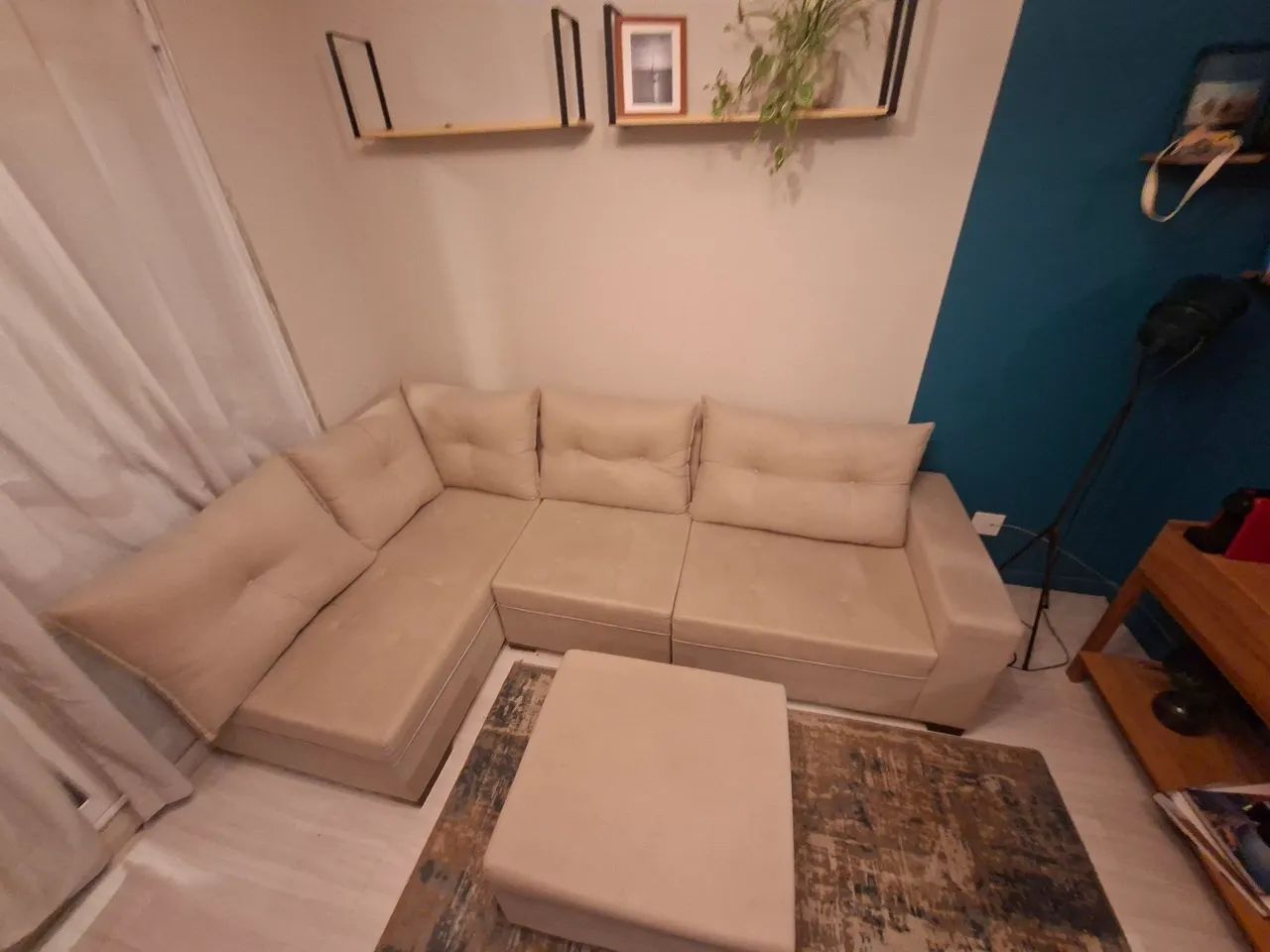 Vendo Sofá de Canto 7 Lugares Glória Suede bege - NÃO RETRATIL