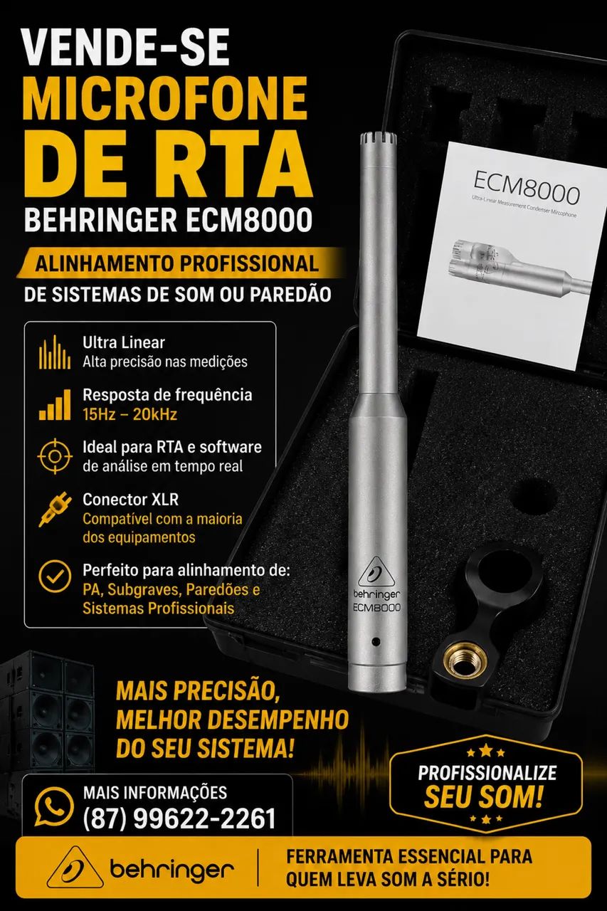 Vendo microfone de alinhamento de sistema RTA.