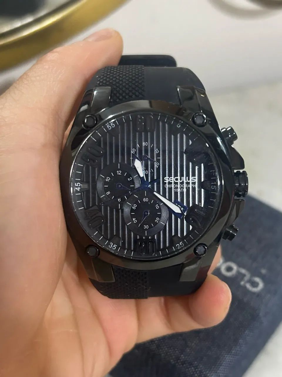 Relógio Seculus Masculino Cronógrafo - Preto - Foto 5