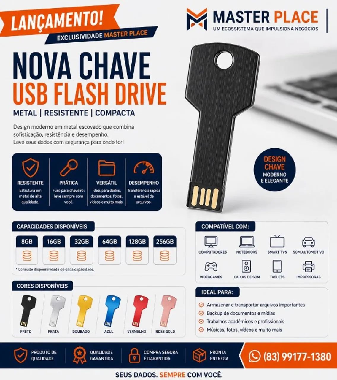 Pendrive - Chave de Metal - Tecnológico - Estilo - Conceitual