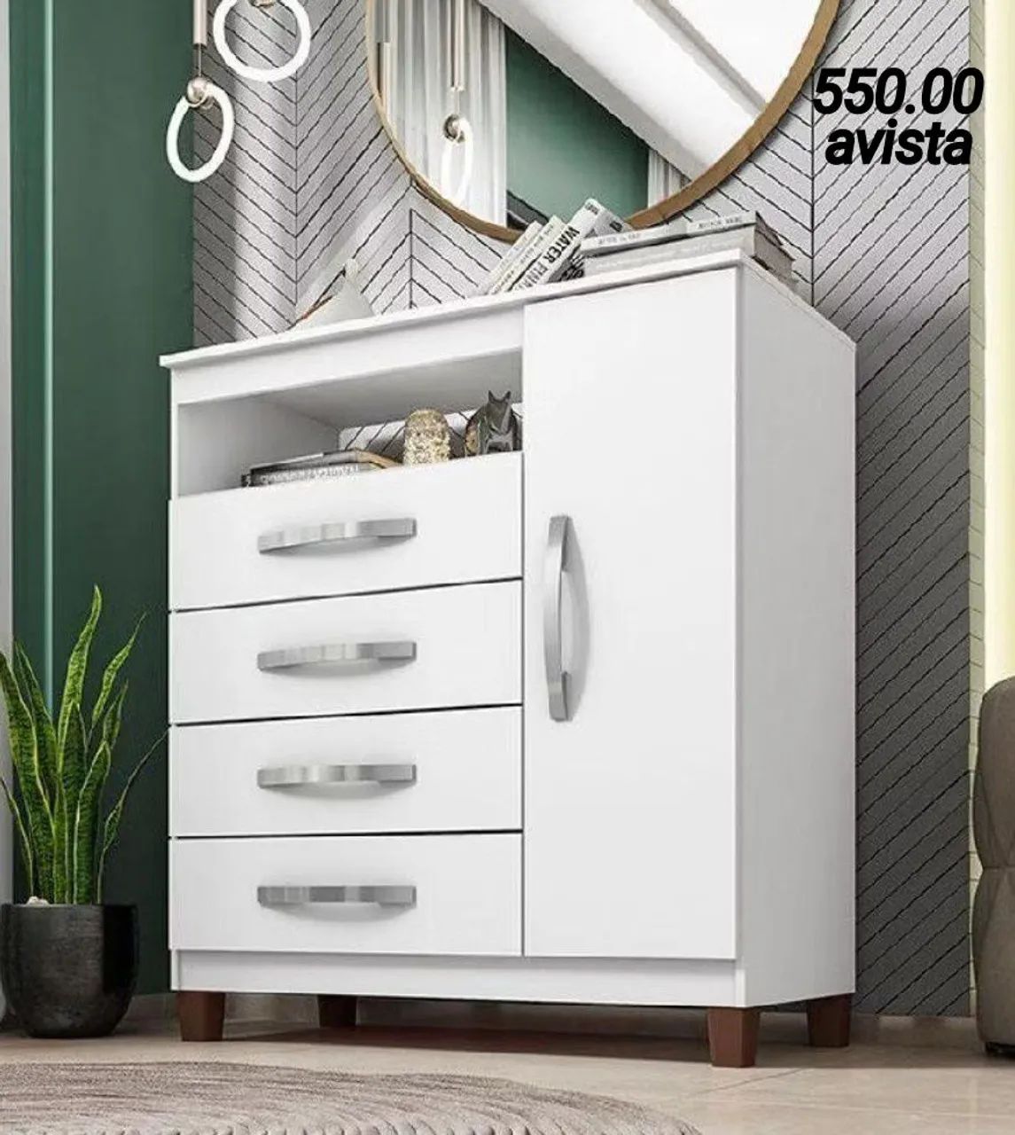 cômoda 4 gavetas com baú nova entrega hoje 