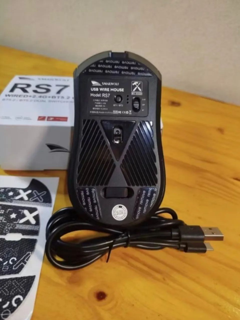 Mouse Gamer SMAILWOLF RS7 Lacrado Preto - Foto 4