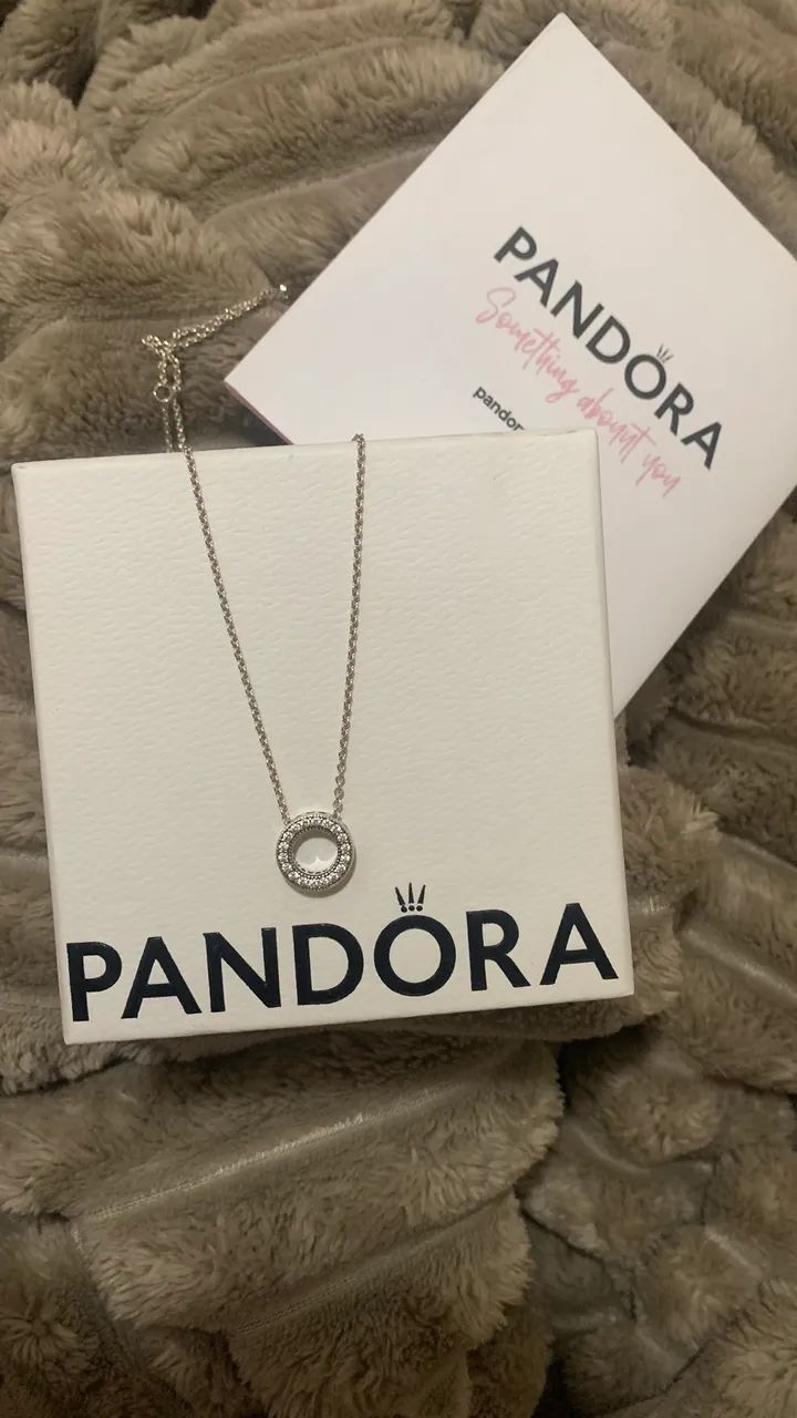 Colar Pandora Corrente de Prata e Pingente Círculo Cravejado - Foto 5