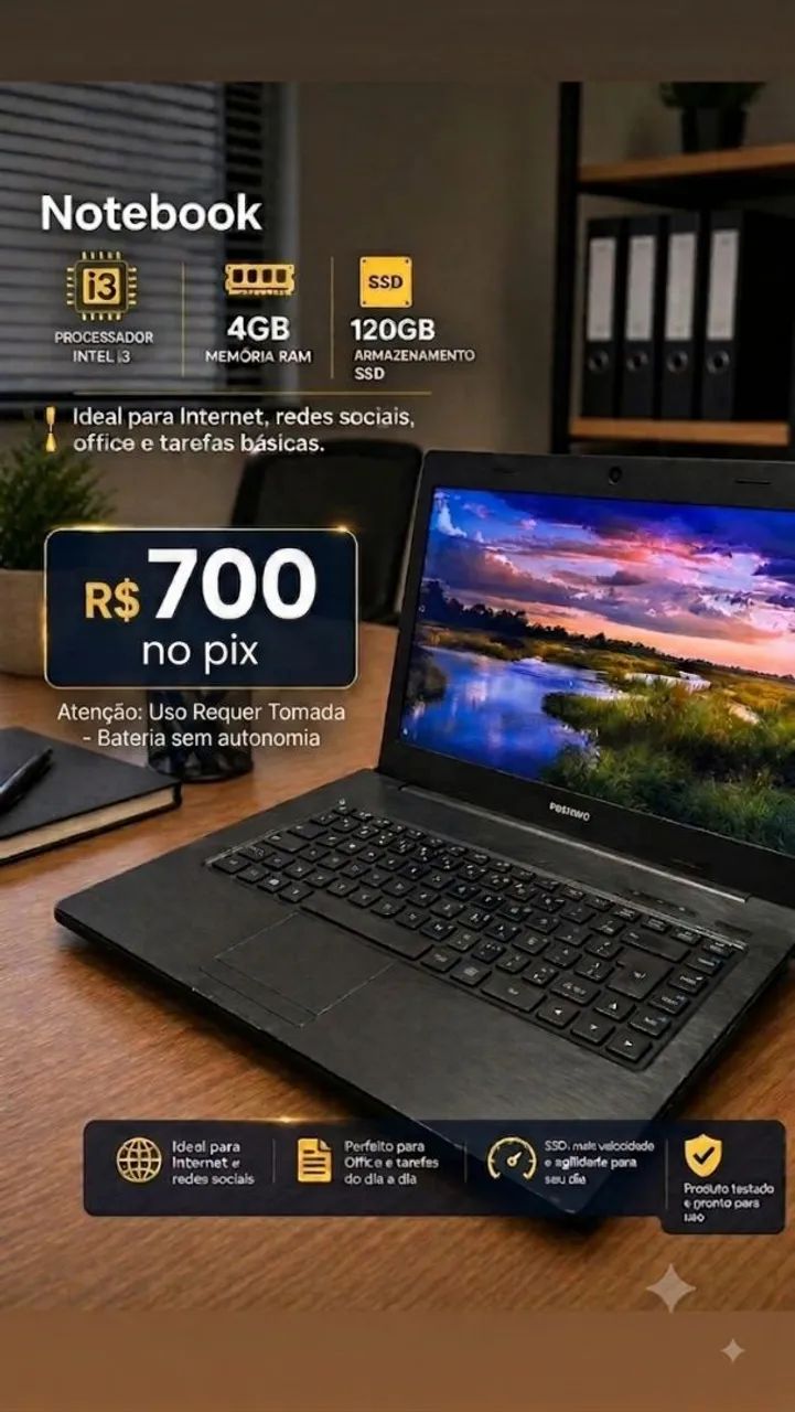 Notebook i3 4GB RAM 120GB SSD