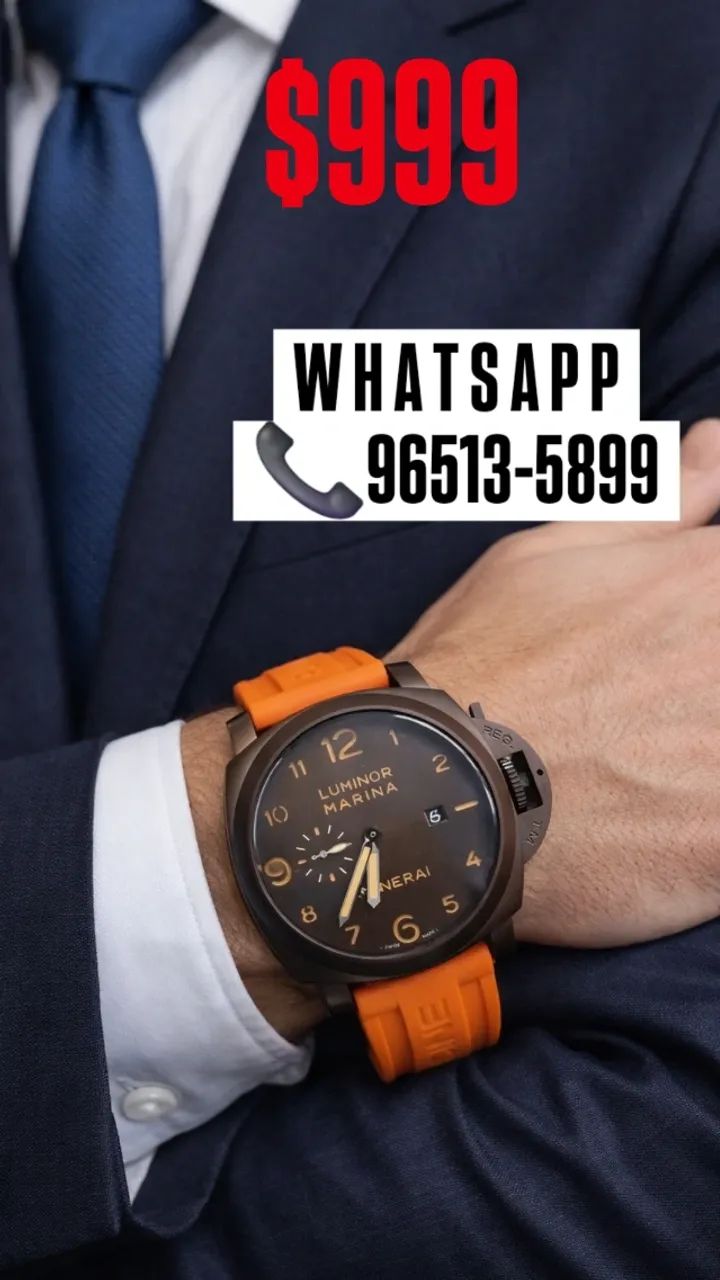 Relógio PANERAI LUMINOR MARINA AUTOMÁTICO PULSEIRA LARANJA - Foto 3