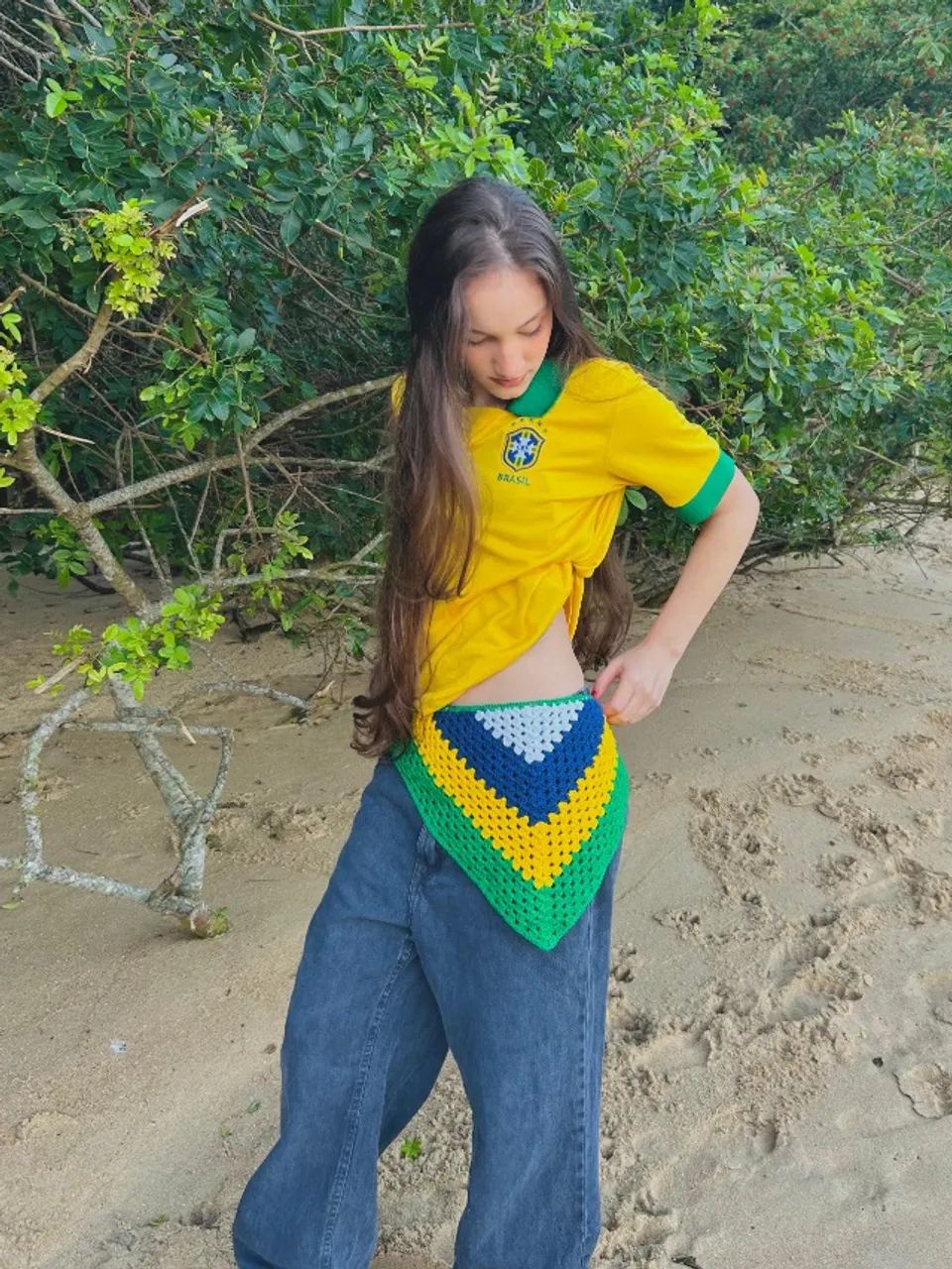 Bandana do Brasil em Crochê - Foto 4