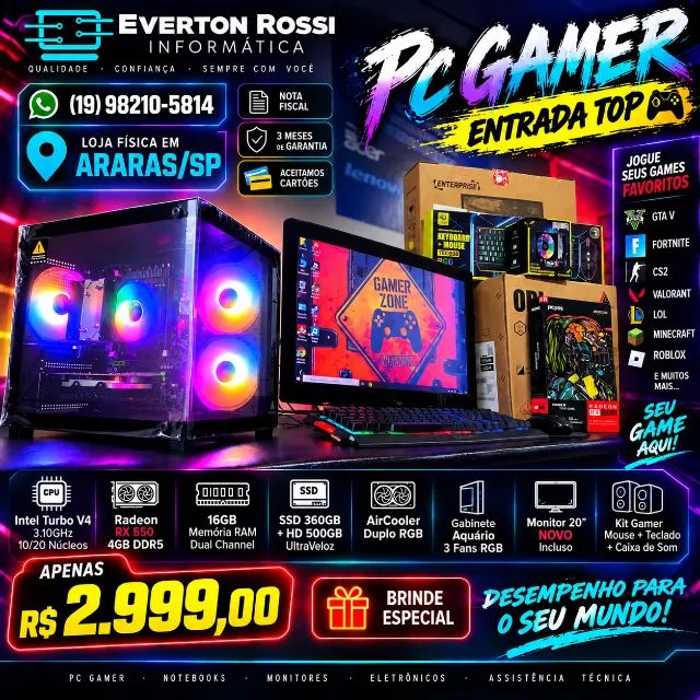 PC GAMER NOVO COMPLETO COM GARANTIA
