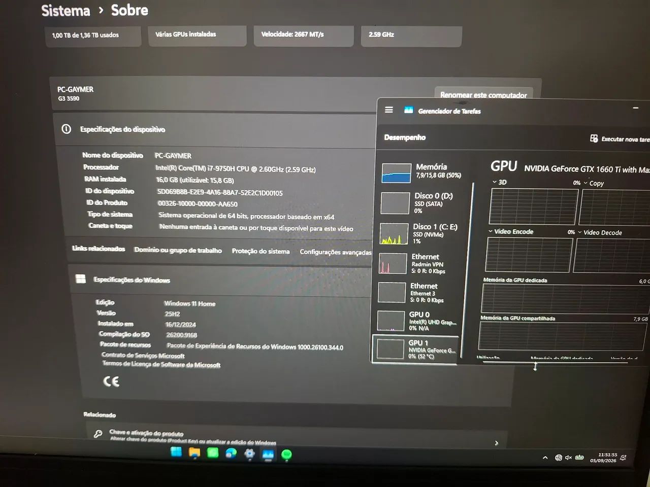 Notebook Gamer Dell G3 1660ti 6GB - Foto 2