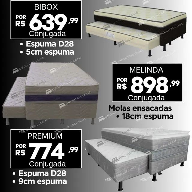Bicama bibox base e colchão  ou conjugada espuma ou molas base com auxiliar Bonsono    - Foto 2