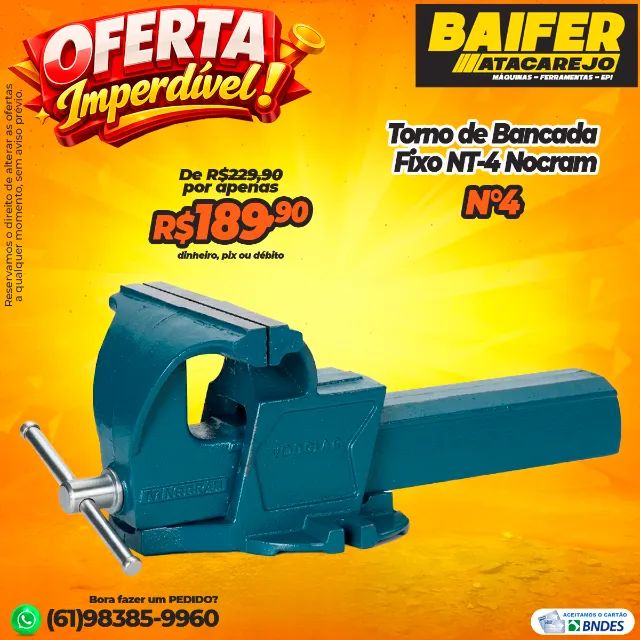 Torno de Bancada Fixo NT-4 Nocram