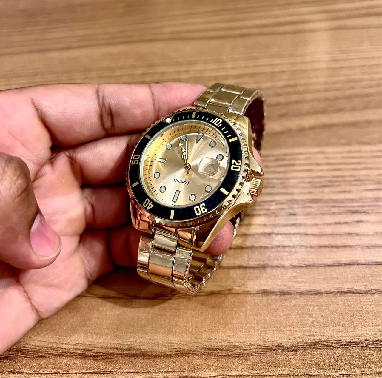 Relógio Masculino Dourado com Mostrador Dourado 100% à Prova d?Água Elegante - Foto 2