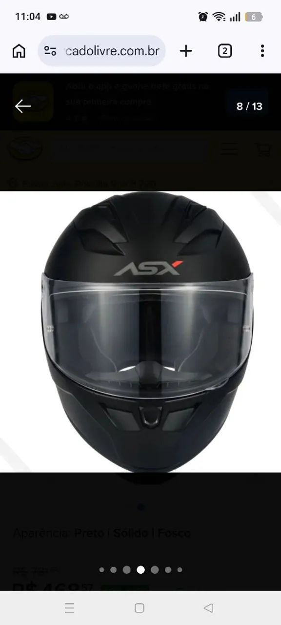 Capacete Para Moto Integral Asx City  Solid 60 - Foto 3
