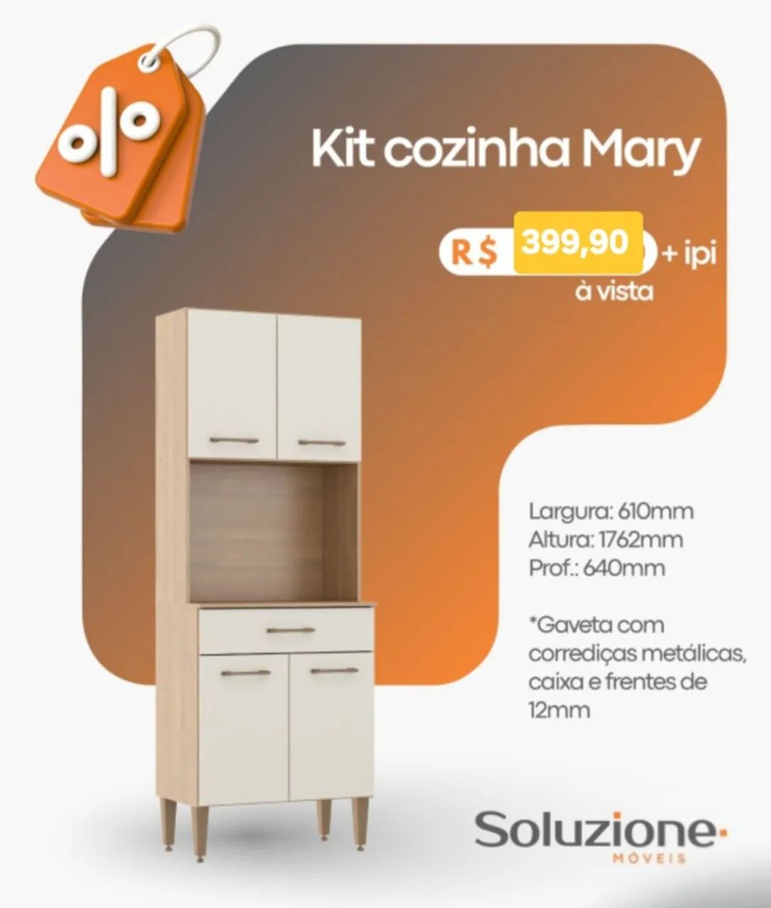 Kit cozinha 4 portas com gavetão 