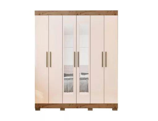 Guarda roupa 2062 6 portas com espelho 2 gavetas P628