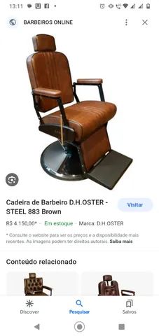 Cadeira de Barbeiro D.H.OSTER - STEEL 883 Brown - BARBEIROS ONLINE