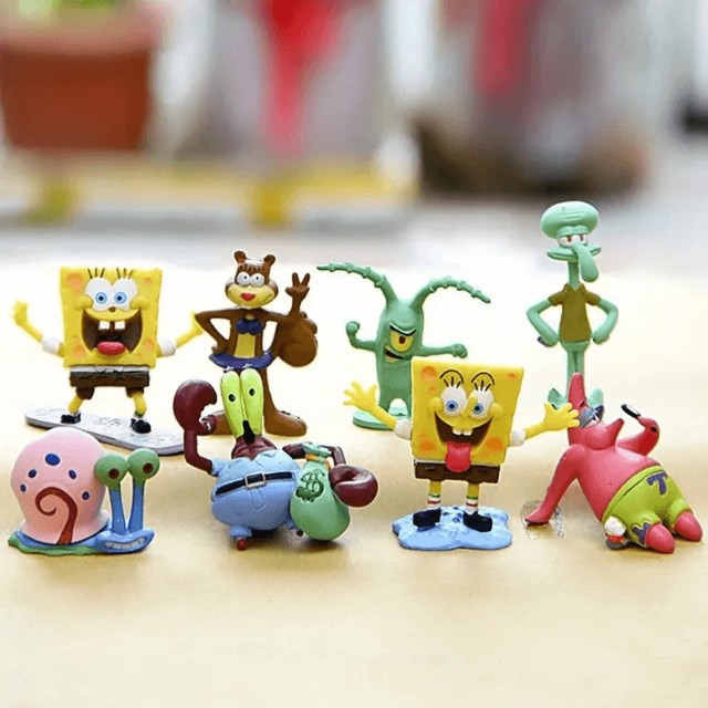 Bonecos Bob Esponja Patrick Lula Molusco Siriguejo Plankton Coleção 8pcs - Foto 2