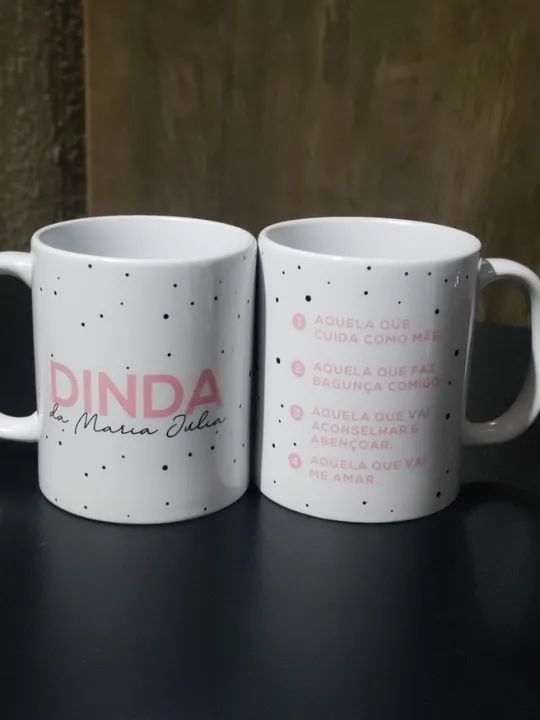 Caneca personalizada dindos padrinho e madrinha convite bebê  - Foto 3