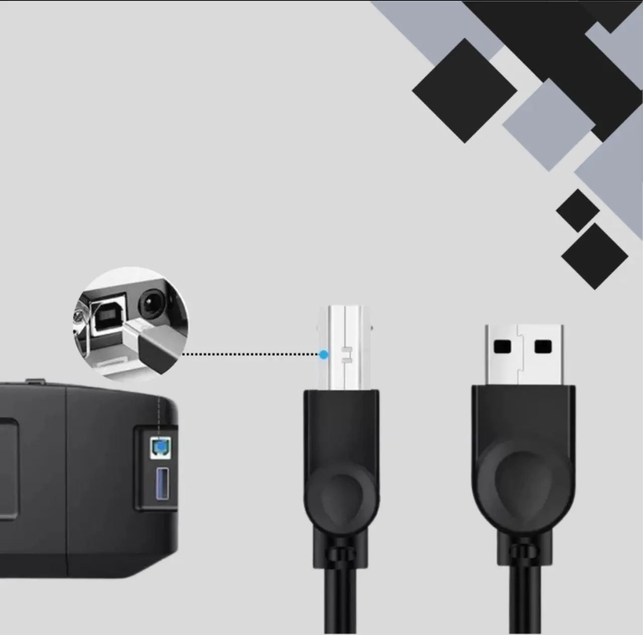 Cabo USB 2.0 para Impressora e Scanner 1,5m HP Epson Universal - Foto 4