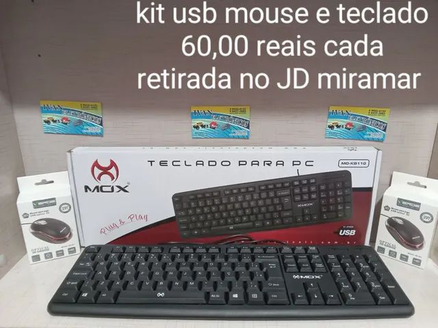 Teclado e mouse USB 60,00 reais 