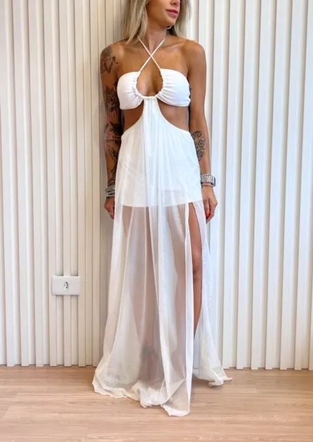 Vestido Longo Tule Preto M